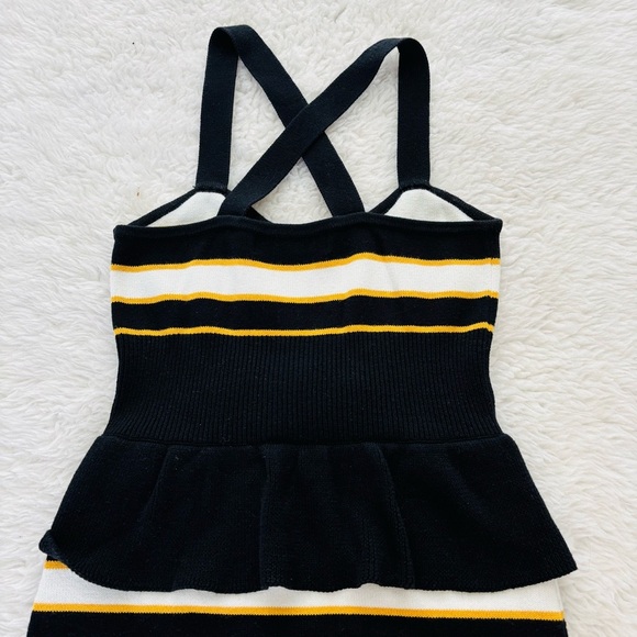SLY Navy Blue/White/Yellow Knitted Stretchy 100%Cotton Mini Dress size Small - Picture 12 of 16